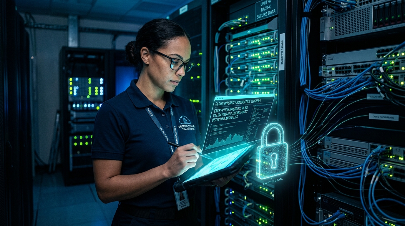 Abstract representation of cloud computing risks and the FBI raid on DigitalOne data center